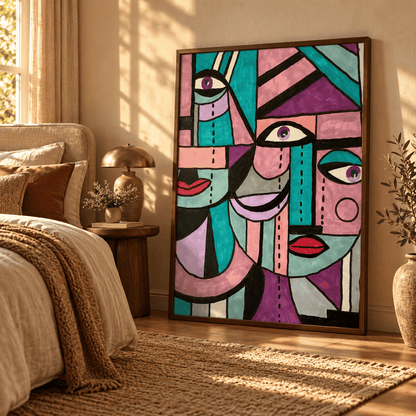 Three Voices Abstract Portrait Canvas Print