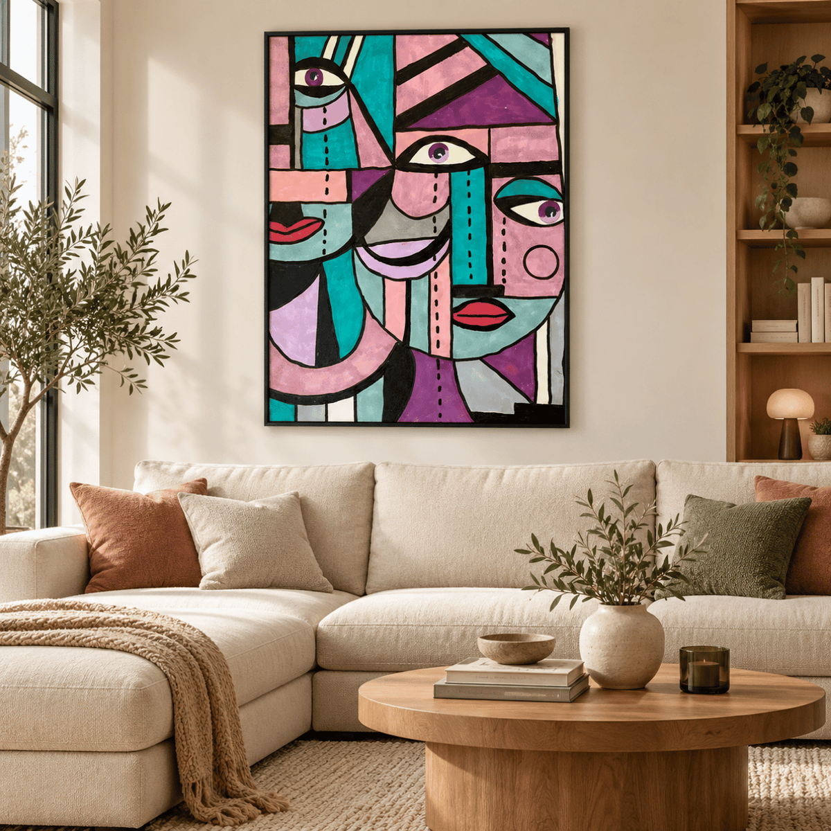 Three Voices Abstract Portrait Canvas Print