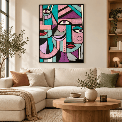 Three Voices Abstract Portrait Canvas Print