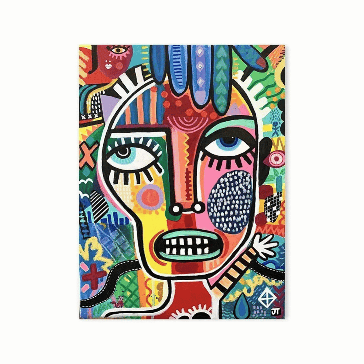 Patchwork Gaze Abstract Face Canvas Print