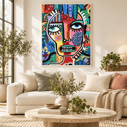 Patchwork Gaze Abstract Face Canvas Print