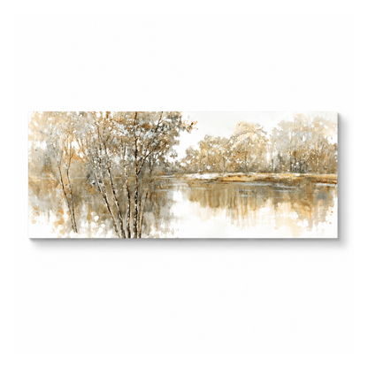 Whispering Waters Neutral Landscape Panoramic Canvas Print