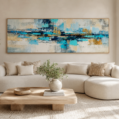 Azure Divide Abstract Panoramic Canvas Print