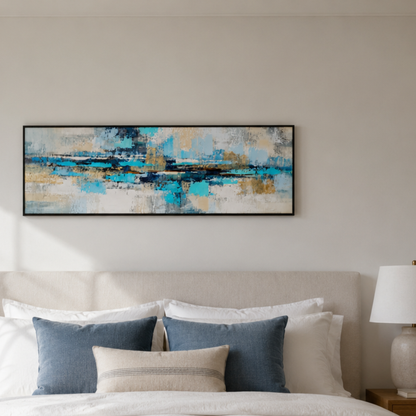 Azure Divide Abstract Panoramic Canvas Print