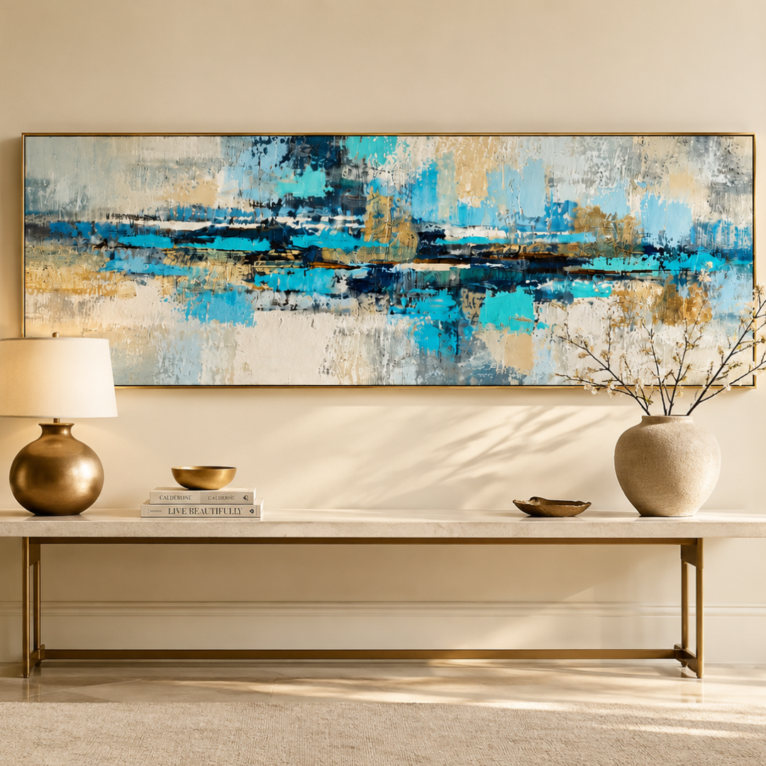 Azure Divide Abstract Panoramic Canvas Print