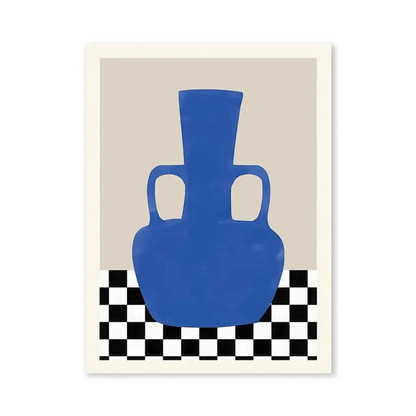 Cobalt Amphora Check Canvas Print