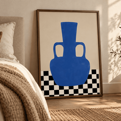 Cobalt Amphora Check Canvas Print