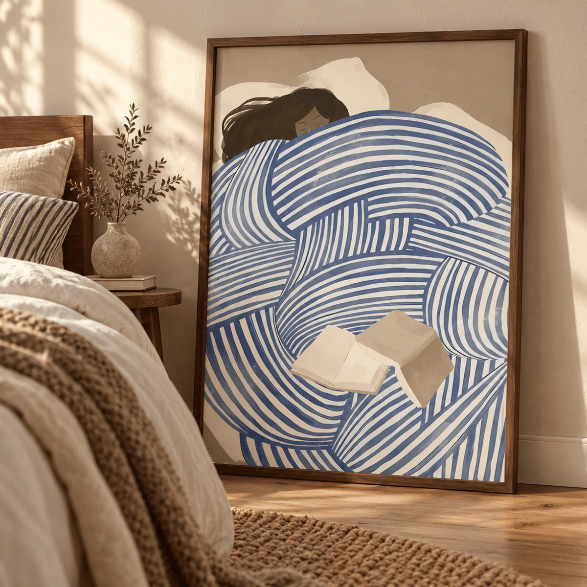 Blue Stripe Slumber Canvas Print