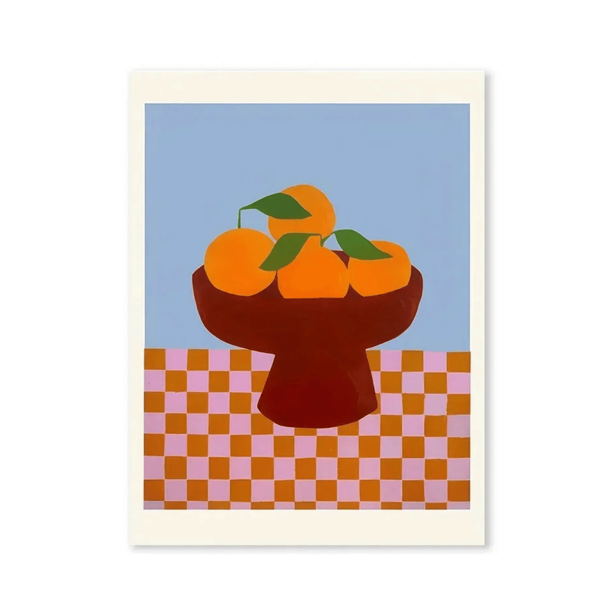 Citrus Checkerboard Still Life Canvas