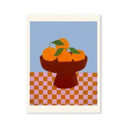 Citrus Checkerboard Still Life Canvas