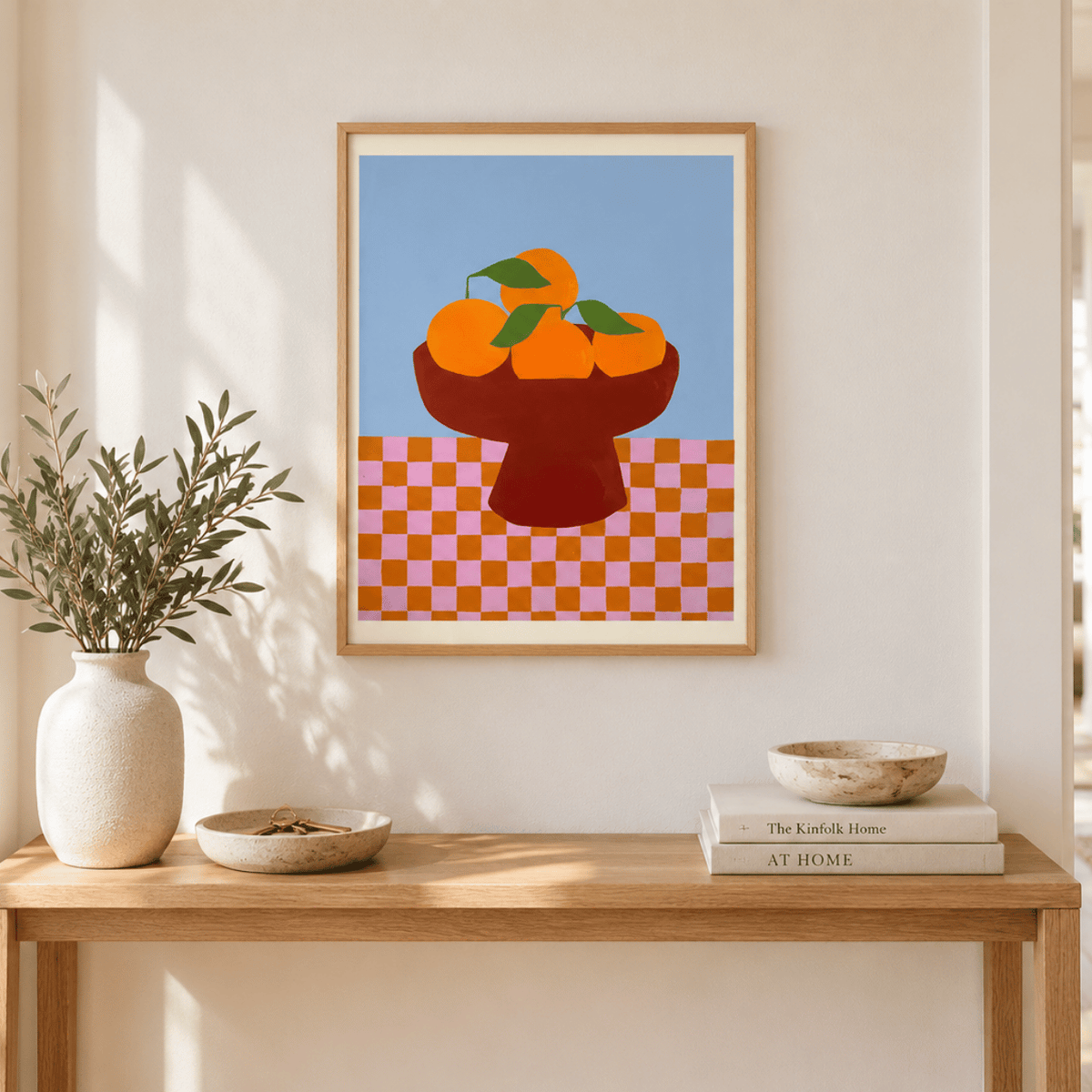 Citrus Checkerboard Still Life Canvas