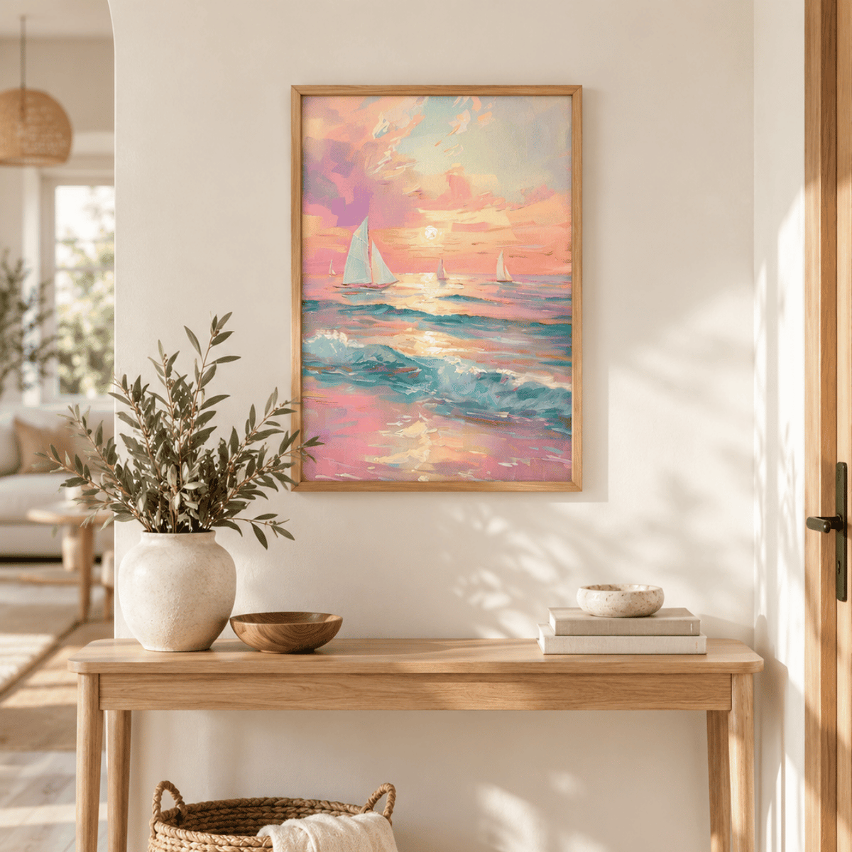 Blush Tide Sailboats Canvas Print