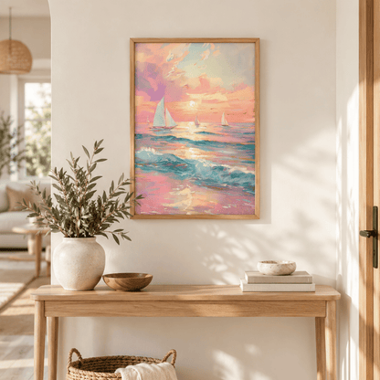Blush Tide Sailboats Canvas Print