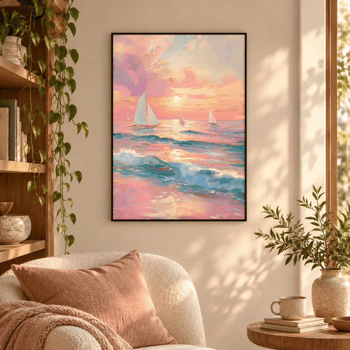 Blush Tide Sailboats Canvas Print