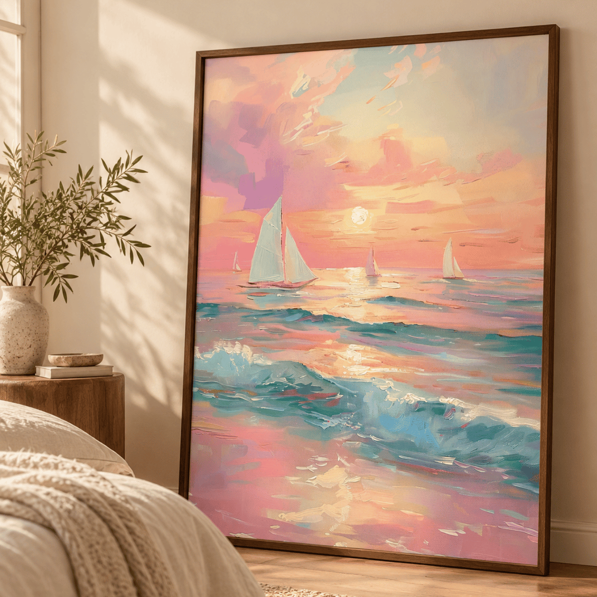 Blush Tide Sailboats Canvas Print