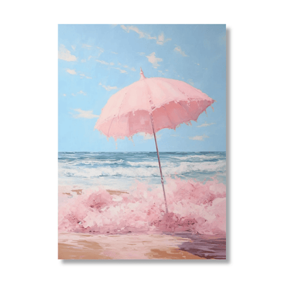 Pink Parasol Shore Canvas Print