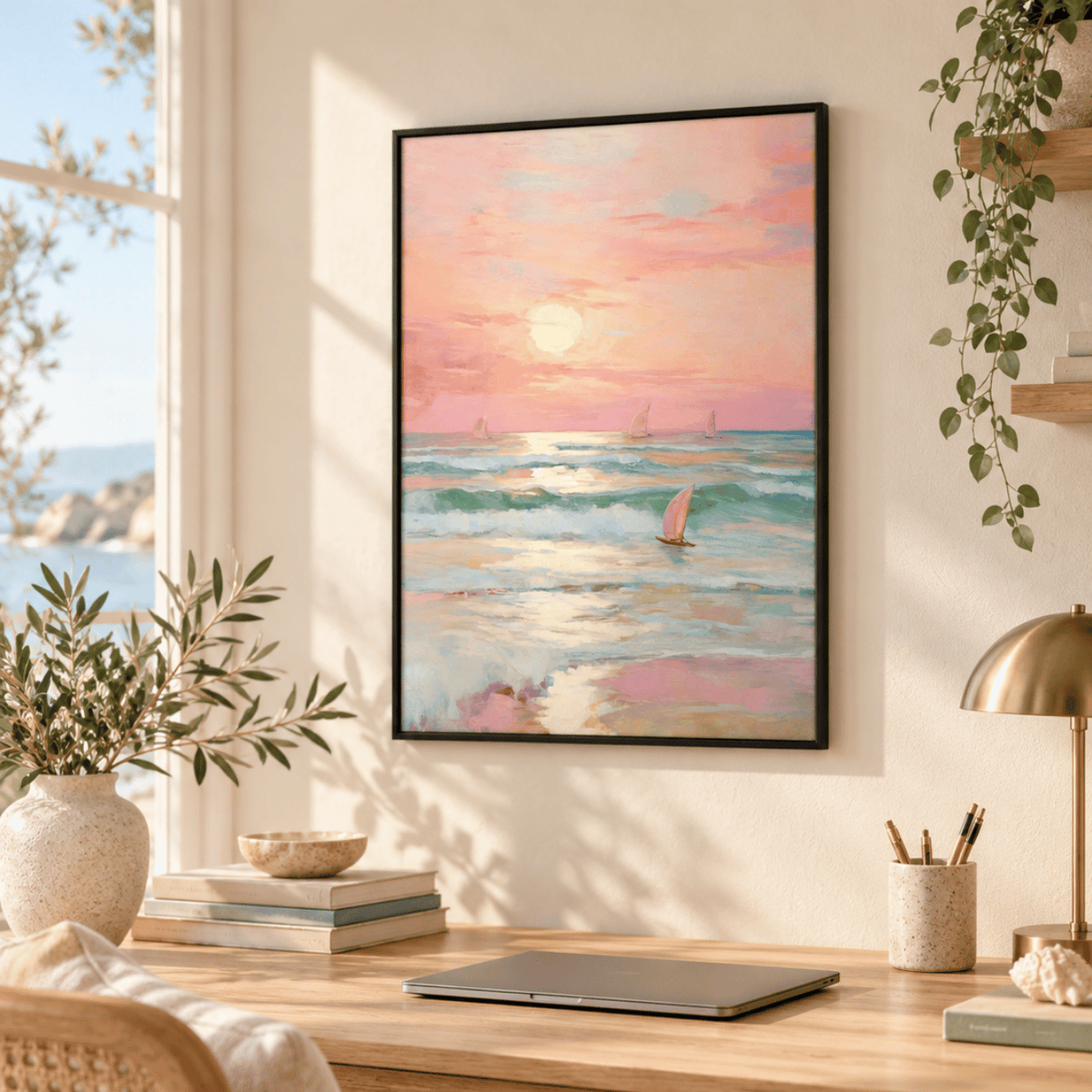 Rose Horizon Sailboats Canvas Print