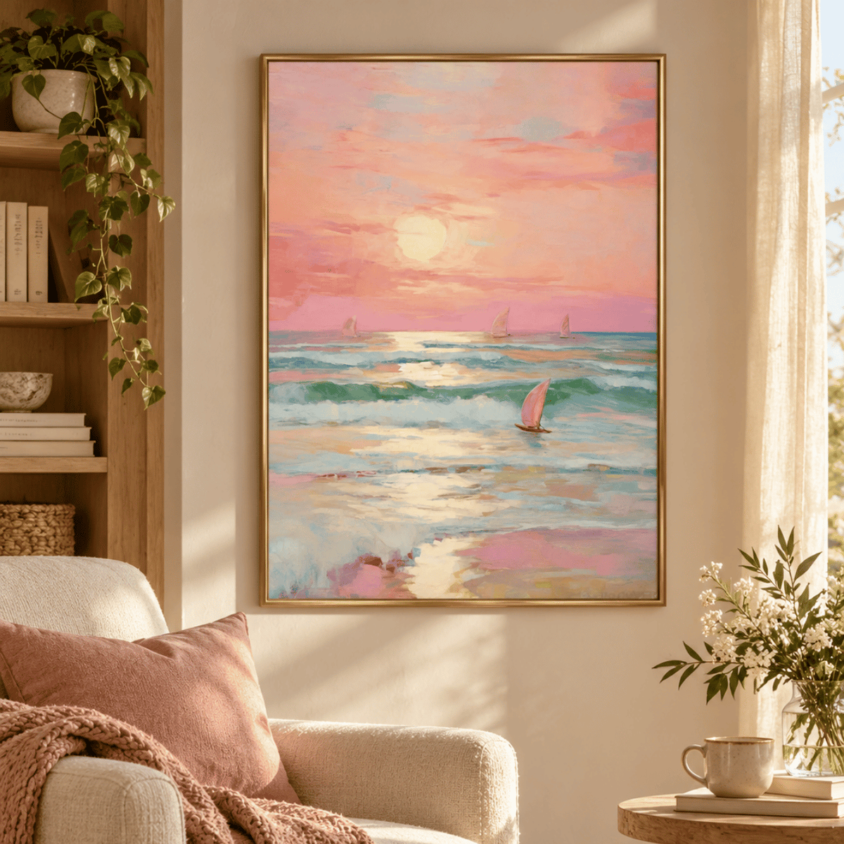 Rose Horizon Sailboats Canvas Print