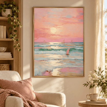 Rose Horizon Sailboats Canvas Print