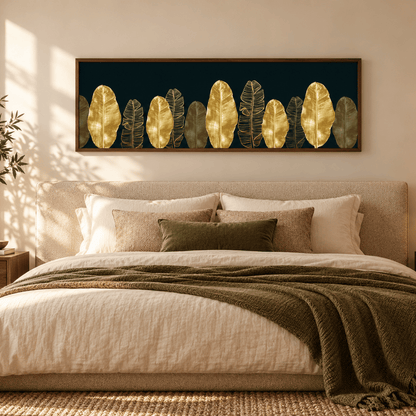 Midnight Gold Leaves Canvas Print