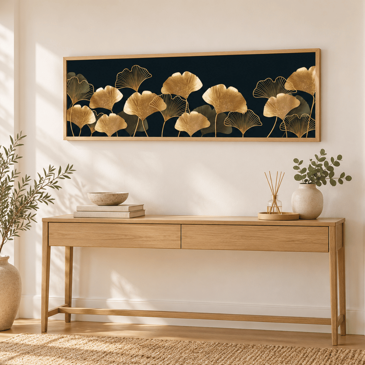 Golden Ginkgo Garden Canvas Print