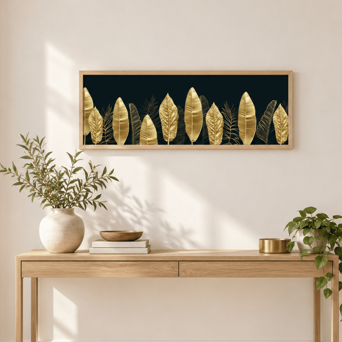 Midnight Gold Botanical Canvas Print