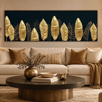 Midnight Gold Botanical Canvas Print