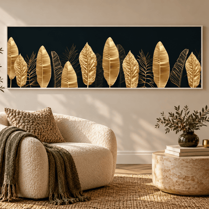 Midnight Gold Botanical Canvas Print
