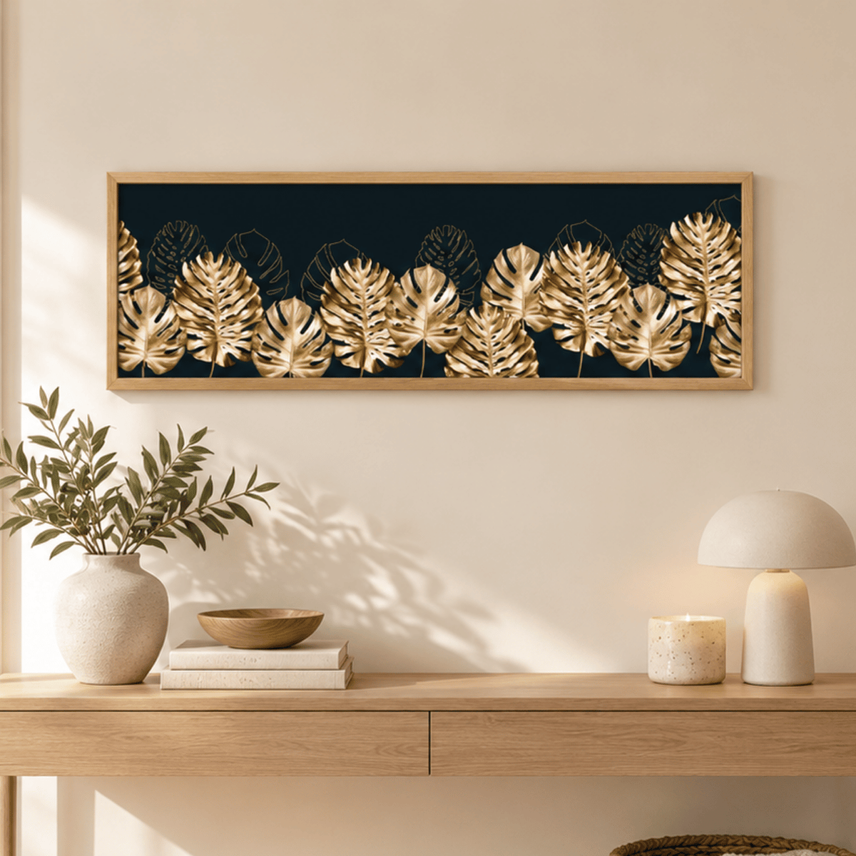 Golden Monstera Canopy Canvas Print