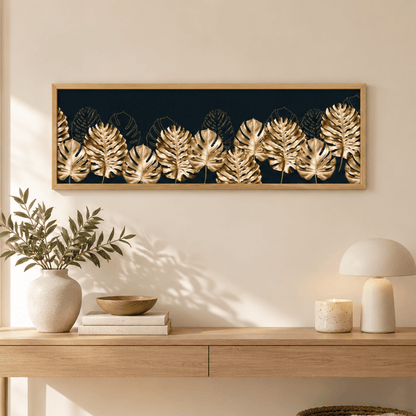 Golden Monstera Canopy Canvas Print