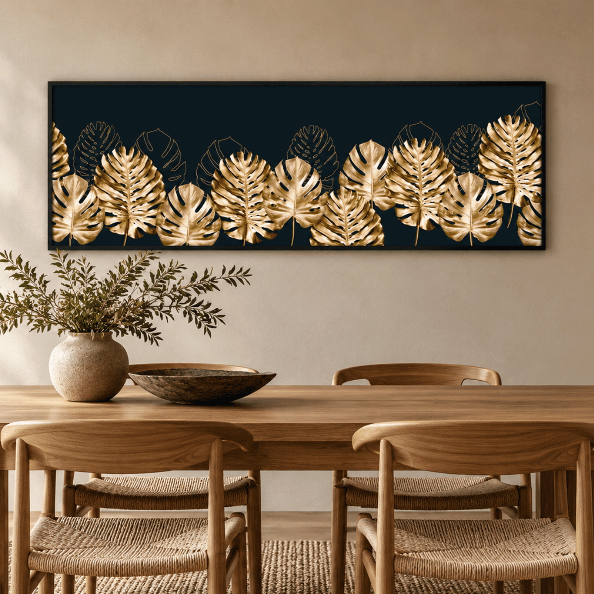 Golden Monstera Canopy Canvas Print