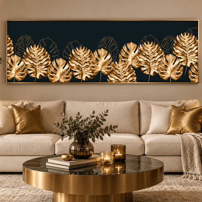 Golden Monstera Canopy Canvas Print