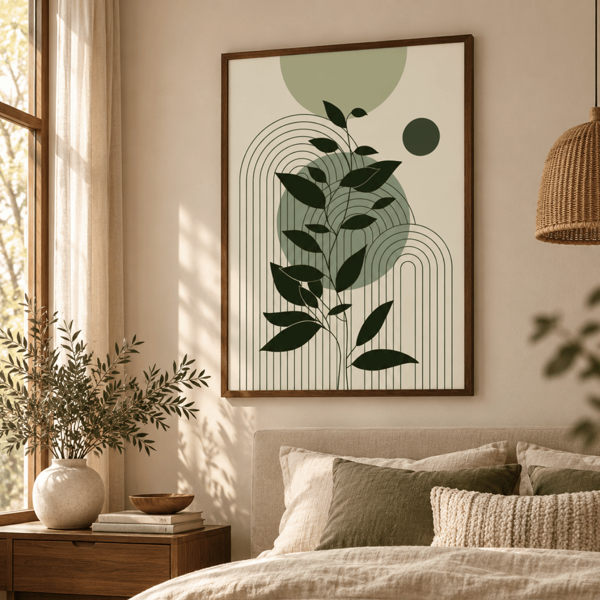 Sage Botanical Arches Canvas Print