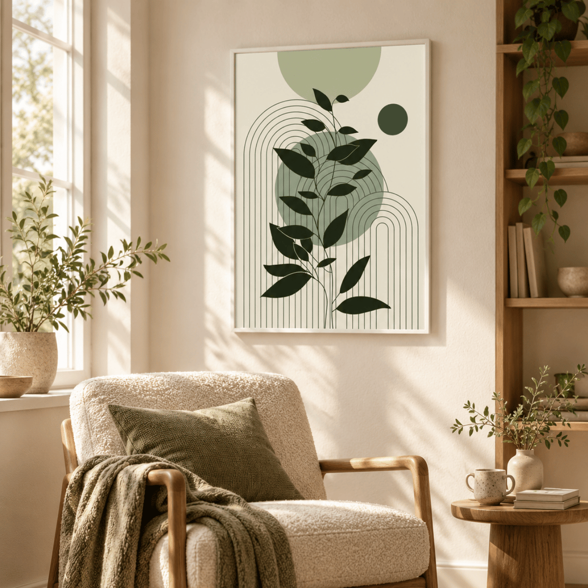 Sage Botanical Arches Canvas Print