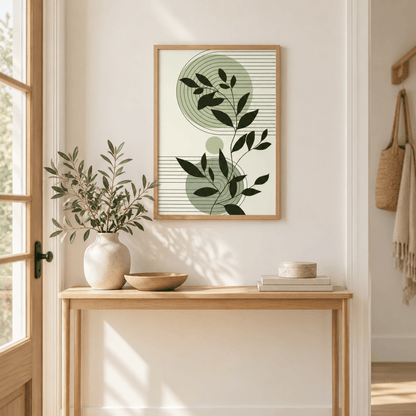 Sage Orbit Leaves Canvas Print