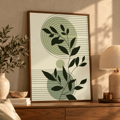 Sage Orbit Leaves Canvas Print