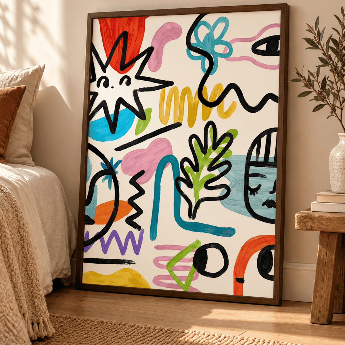 Playful Scribble Shapes Canvas Print