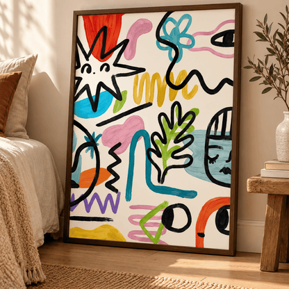 Playful Scribble Shapes Canvas Print