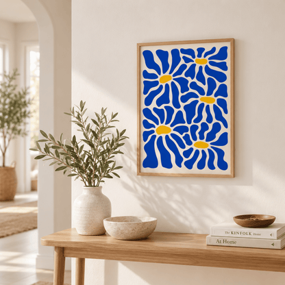 Cobalt Daisy Rhythm Canvas Print