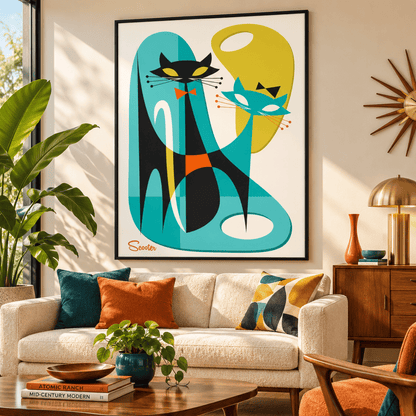 Mod Cat Companions Canvas Print