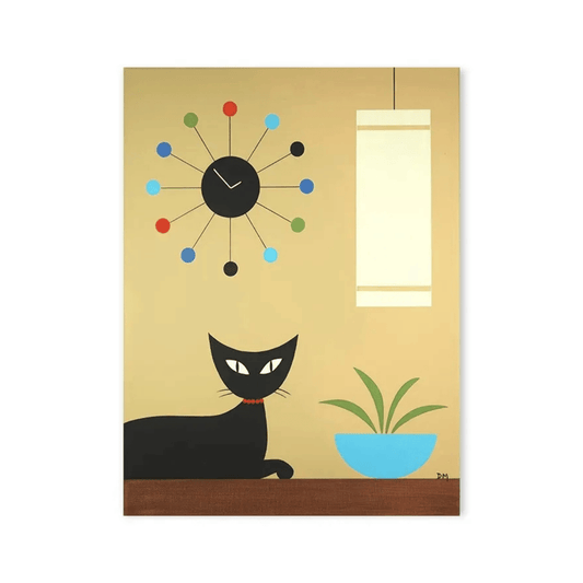Atomic Hour Black Cat Canvas Print
