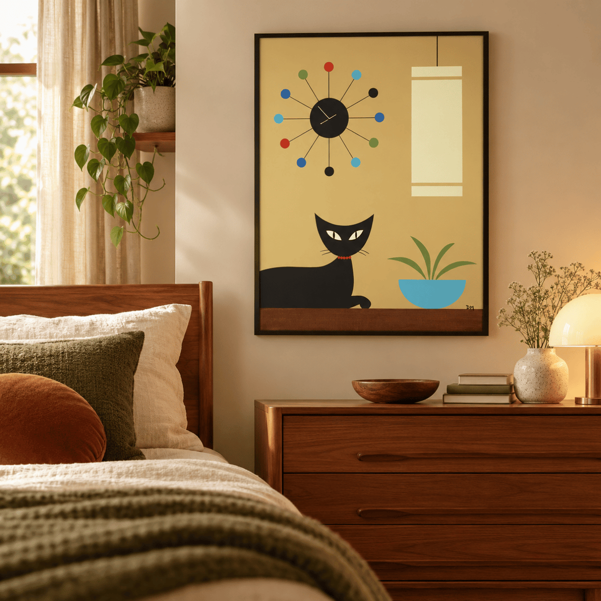 Atomic Hour Black Cat Canvas Print