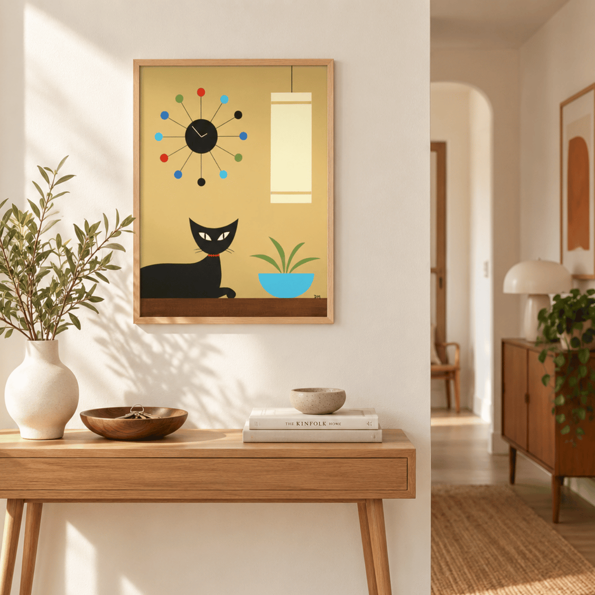 Atomic Hour Black Cat Canvas Print