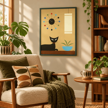 Atomic Hour Black Cat Canvas Print