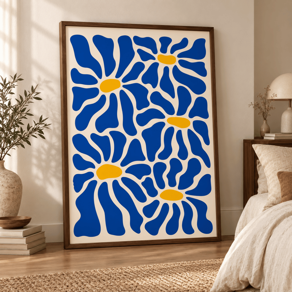 Cobalt Daisy Rhythm Canvas Print