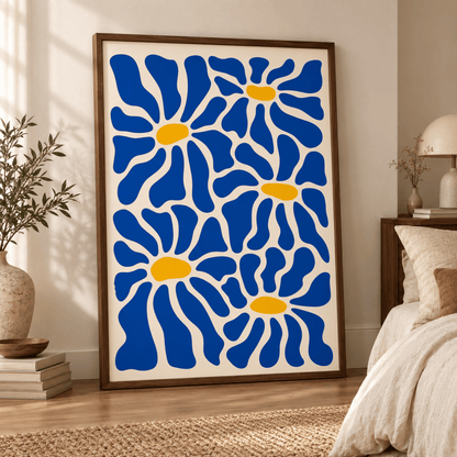 Cobalt Daisy Rhythm Canvas Print