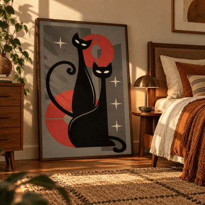 Midnight Mod Cats Canvas Print