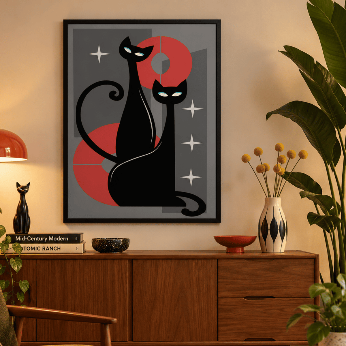 Midnight Mod Cats Canvas Print