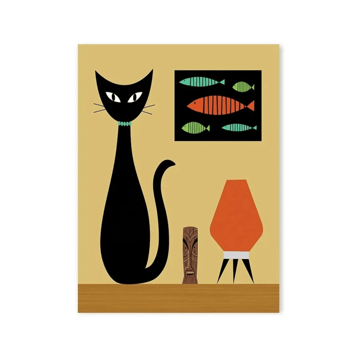 Fishbone Lounge Black Cat Canvas Print