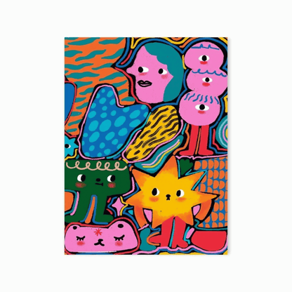 Neon Doodle Friends Canvas Print